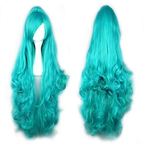 Luxe pruik 100 cm lang haar met 1 staart Turquoise + gratis, Handtassen en Accessoires, Uiterlijk | Haarverzorging, Nieuw, Pruik of Haarverlenging