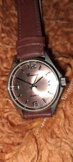 Vintage horloge conseur kwartsbruine leren band, Ophalen of Verzenden