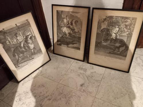 3 gravures van Johann Elias Ridinger, Antiek en Kunst, Kunst | Etsen en Gravures, Ophalen