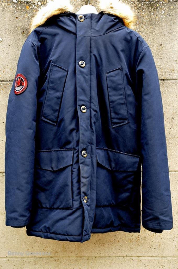 Superdry warme parka in nieuwstaat!, Kleding | Dames, Jassen | Winter, Zo goed als nieuw, Maat 46/48 (XL) of groter, Blauw, Ophalen of Verzenden