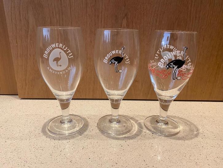3 verschillende glazen ‘T ij ( brouwerij ‘Tij), Verzamelen, Biermerken, Nieuw, Glas of Glazen, Duvel, Ophalen