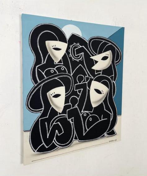 SKEPA - La Batucada, Antiek en Kunst, Kunst | Schilderijen | Abstract, Ophalen of Verzenden