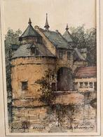 Aquarel Ezelpoort Brugge,  R. Verbrugghe, Antiek en Kunst, Ophalen
