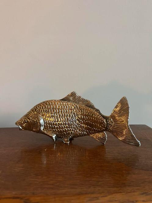 Vintage verzilverde vis servethouder, Antiek en Kunst, Curiosa en Brocante, Ophalen