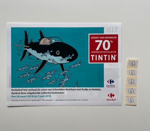 Kuifje tintin spaarkaart met stickers carrefour badlakens, Verzamelen, Stripfiguren, Kuifje, Ophalen of Verzenden