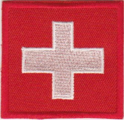Zwitserland vlag stoffen opstrijk patch embleem #1, Diversen, Vlaggen en Wimpels, Nieuw, Verzenden