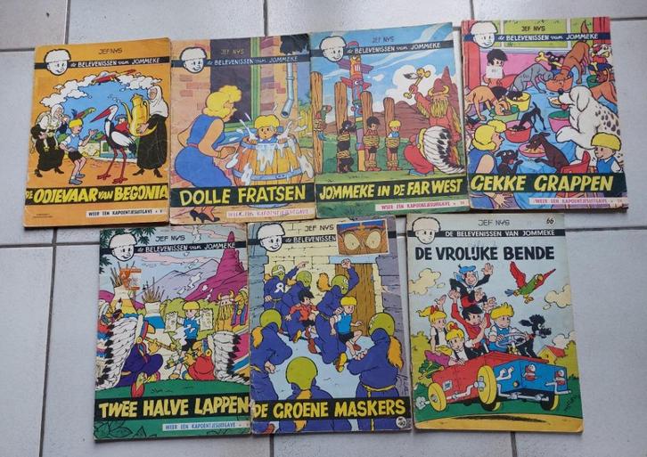 7 oude jommekes strips, Boeken, Stripverhalen, Gelezen, Meerdere stripboeken, Ophalen of Verzenden