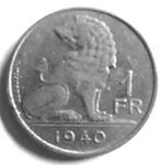 BELGIUM / BELGIE/ 1 FRANK 1940 VL/FR KM 120 bijna UNC, Postzegels en Munten, Munten | België, Verzenden, Losse munt