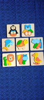 8 houten puzzels dieren 3-5 stukjes, Kinderen en Baby's, Minder dan 10 stukjes, Ophalen of Verzenden, Zo goed als nieuw, 2 tot 4 jaar