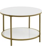Table de salon ronde blanche et dorée, Maison & Meubles, Comme neuf, Métal, 50 à 100 cm, Rond