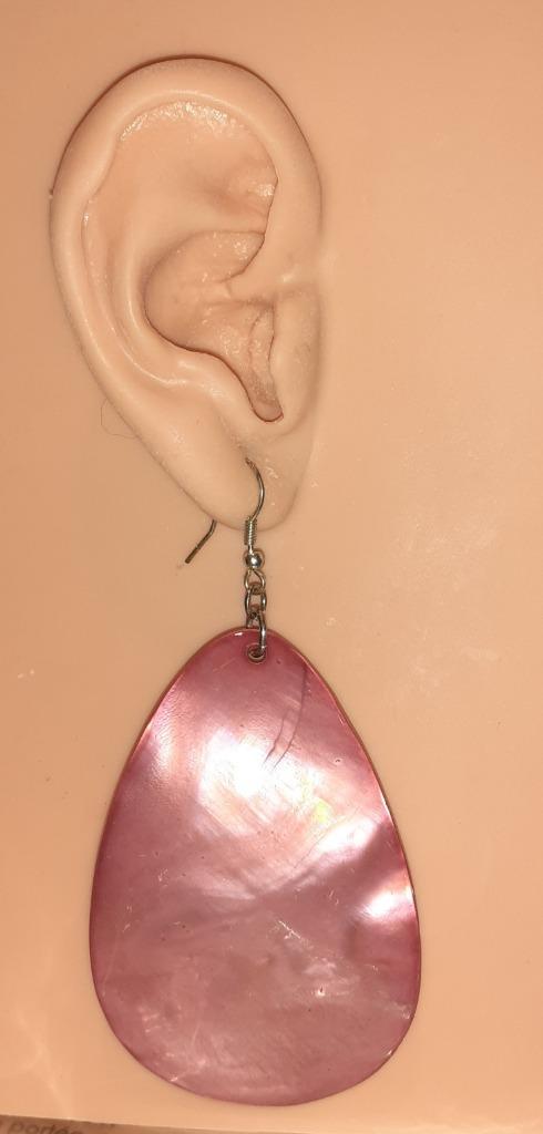 oorbellen hangers roze parelmoer druppel, Handtassen en Accessoires, Oorbellen, Nieuw, Hangers, Overige materialen, Roze, Verzenden