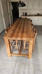 Eettafel 270x90x90 uit massief hout + 6 gratis krukken., Huis en Inrichting, Ophalen, Zo goed als nieuw