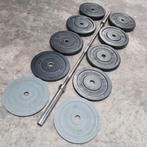 Crossmaxx Olympische bumper plates set +Olympische bar 220cm, Ophalen, Zo goed als nieuw