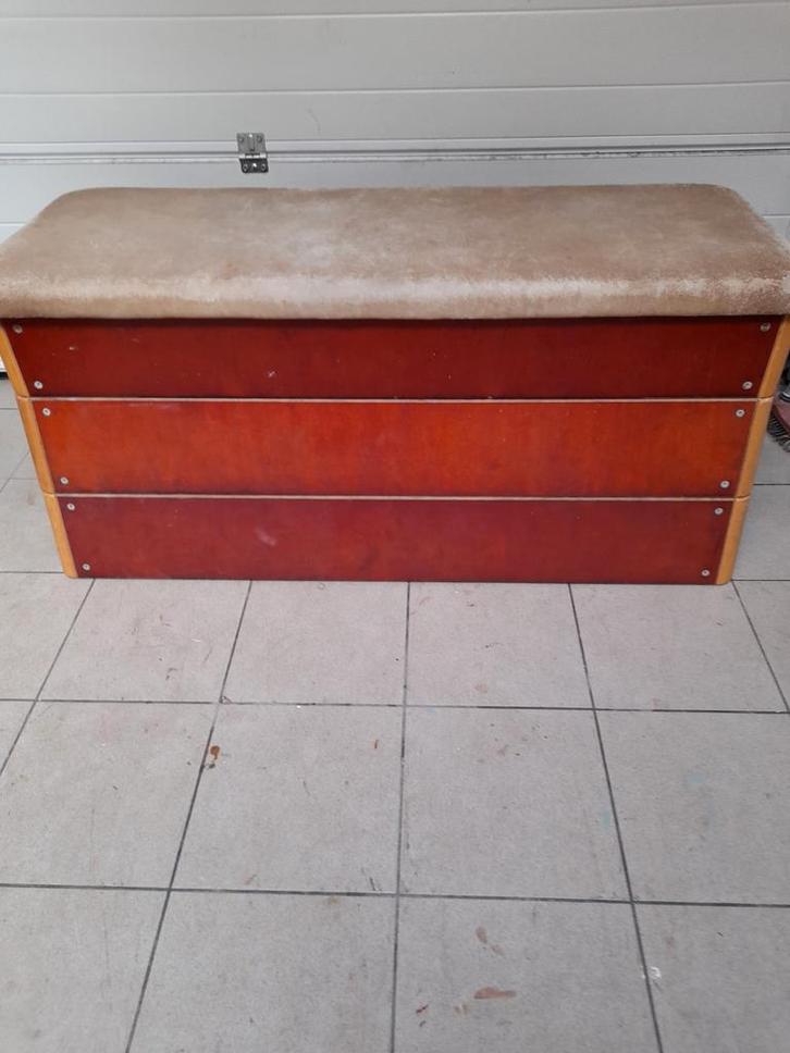 Vintage zitbank turnplint, Huis en Inrichting, Zetels | Voetbanken en poefs, Gebruikt, Ophalen