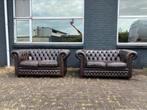 2x2 Springvale Chesterfield zetels bruin GRATIS GELEVERD, Huis en Inrichting, Ophalen of Verzenden, Leer