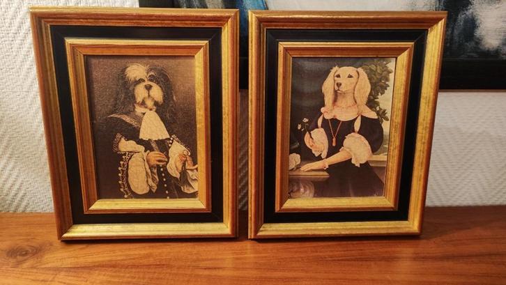 Vintage Kaders klassieke portretten met hondenkoppen, Antiek en Kunst, Kunst | Schilderijen | Klassiek, Ophalen of Verzenden