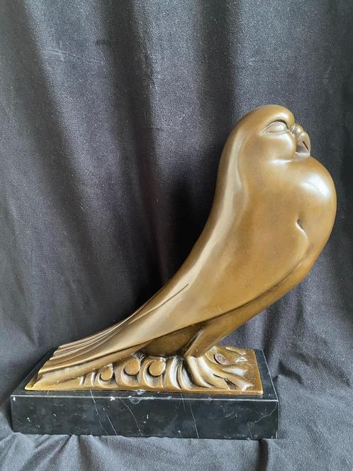 Bronzen art deco duif, Coenrad/stempel groot zuiver brons, Antiquités & Art, Art | Sculptures & Bois, Enlèvement ou Envoi