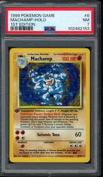 Machamp Holo 1ère édition PSA 7 - 8/102 - Set de base 1999, Envoi, Comme neuf, Cartes en vrac, Foil
