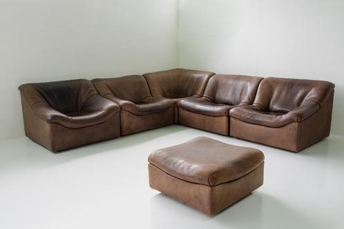 Vintage De Sede DS-46 Modulair Salon + Fauteuil met Hocker, Huis en Inrichting, Zetels | Complete zithoeken, Gebruikt, Leer, Ophalen