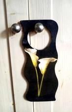 Handgemaakte zwarte bloemen deurhanger Calla hout kasthanger, Ophalen, Nieuw
