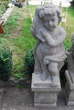 PRACHTIG BEELDJE IN BLAUWE STEEN OP EEN SOKKEL, Tuin en Terras, Tuinbeelden, Ophalen, Gebruikt, Steen, Dierenbeeld