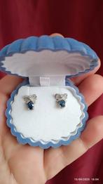 Sterling zilveren oorbellen met natuurlijke blauwe saffieren, Blauw, Nieuw, Ophalen of Verzenden, Met edelsteen