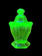 Sucrier ou contenant de rangement Art Déco en verre vert ura, Antiquités & Art, Antiquités | Verre & Cristal, Enlèvement ou Envoi