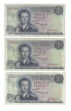 Luxemburg, 3 x 20 Francs 7.03.1966, F/VF., Postzegels en Munten, Bankbiljetten | Europa | Niet-Eurobiljetten, Ophalen of Verzenden