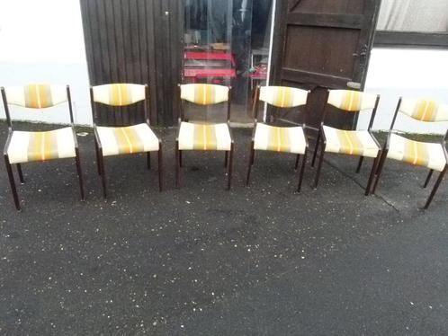 vintage set stoelen 70er jaren  (set van 6), Huis en Inrichting, Stoelen, Gebruikt, Vijf, Zes of meer stoelen, Hout, Stof, Overige kleuren