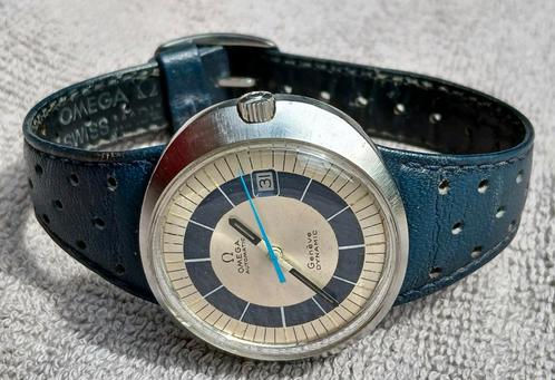 Omega Automatic Genève Dynamic, Handtassen en Accessoires, Horloges | Heren, Gebruikt, Polshorloge, Omega, Staal, Leer, Ophalen of Verzenden