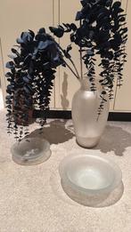 Prachtige matglazen vaas met 2 schalen, Enlèvement, Utilisé, Verre