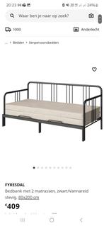 Metalen bed Ikea + 2 matrassen 80x200, Maison & Meubles, 160 cm, Comme neuf, Deux personnes, Enlèvement