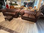ENGELSE CHESTERFIELD 3+2+POEF SPRINGVALE Herne Bay bruin, Ophalen of Verzenden