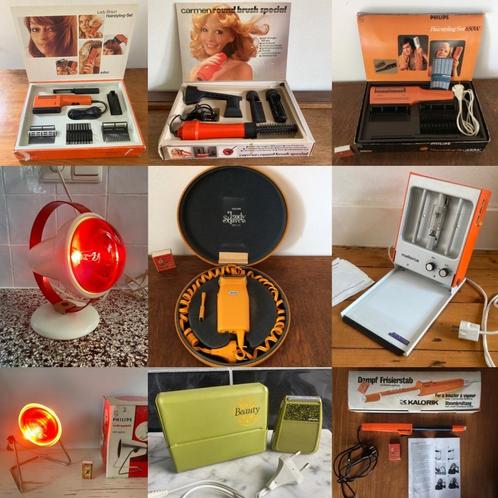 Veel seventies oranje föhn ladyshave krultang hairstyling, Handtassen en Accessoires, Uiterlijk | Haarverzorging, Zo goed als nieuw