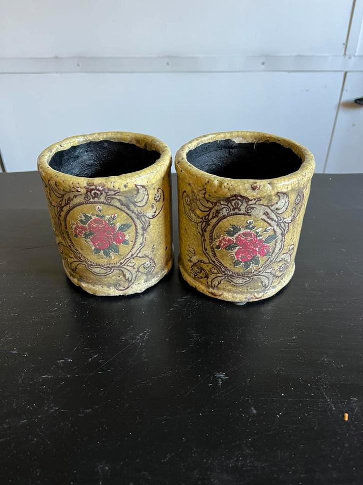 2 PTDM vazen/bloempotten, Jardin & Terrasse, Pots de fleurs, Comme neuf, Poterie, Enlèvement