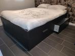 Bed Ikea Brimnes 140x200, met 4 opberglades, 2 lattenbodems, Huis en Inrichting, Ophalen, Zwart, Tweepersoons, 140 cm