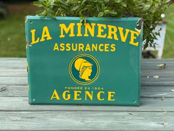 Emaille Reclamebord LA MINERVE Verzekeringen beschikbaar voor biedingen