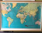 Wereldkaart. 120/90 cm. Geplastificeerd stevig papier., Antiek en Kunst, Antiek | Schoolplaten, Ophalen