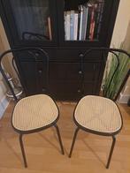 Chaises style bistrot en métal noir, assise en PVC imitation, Enlèvement, Métal