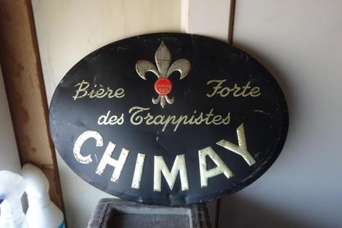 Sterk bier van Chimay van de Trappisten uit 1959, blik, Verzamelen, Merken en Reclamevoorwerpen, Gebruikt, Reclamebord, Ophalen