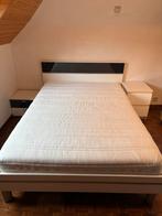 Tweepersoonsbed met matras en nachtkastje, Huis en Inrichting, Slaapkamer | Bedden, Ophalen, Gebruikt, Overige kleuren, Tweepersoons