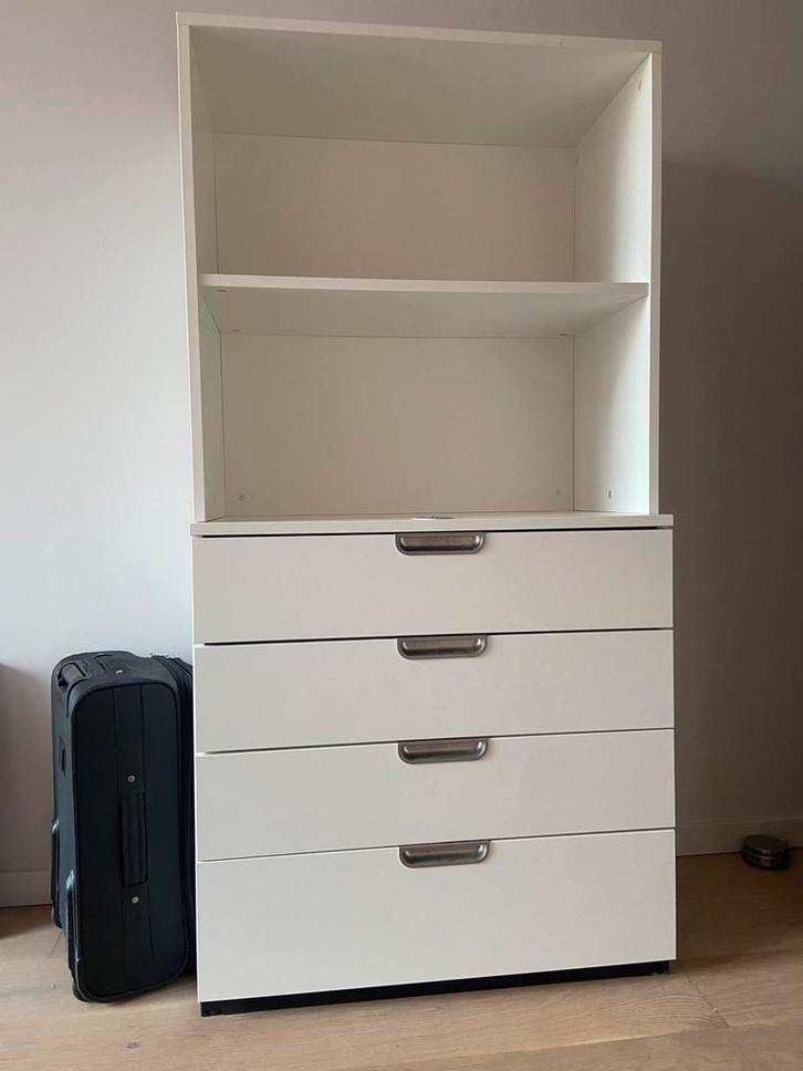 Bureau kast wit met ladeblok en boekenrek, Huis en Inrichting, Kasten | Ladekasten, Zo goed als nieuw, Ophalen