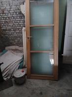 2 binnen deuren in hout met melkglas.hooge 2,,18 en0,83 bree, Ophalen of Verzenden, Hout