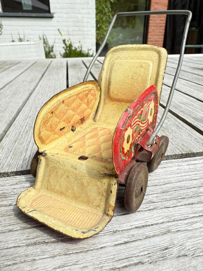 ANCIEN JOUET LANDAU POUSSETTE POUR POUPEE 19 siecles en acier et tissus EUR 30,00 - FR