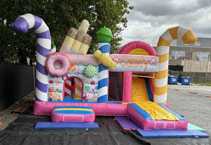 Verhuur springkastelen + voetbaldarts , gratis levering, Hobby en Vrije tijd, Feestartikelen | Verhuur, Zo goed als nieuw, Ophalen