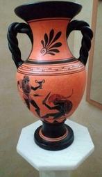Grieks aardewerk, handgemaakte replica zwarte figuur. Trojaa, Huis en Inrichting, Minder dan 50 cm, Oranje, Zo goed als nieuw