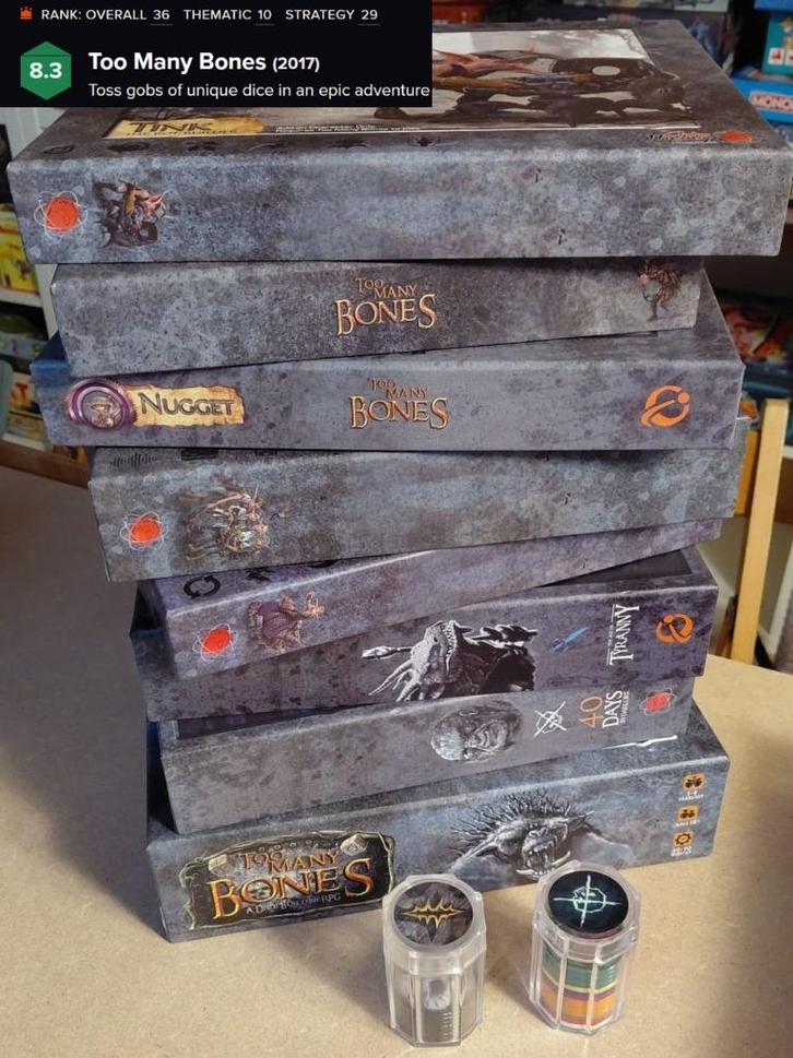 Too Many Bones bundel – alles in één keer, Hobby en Vrije tijd, Gezelschapsspellen | Bordspellen, Zo goed als nieuw, Een of twee spelers