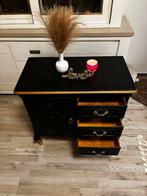 Commode kast zwart goud, Ophalen, Eikenhout, 50 tot 100 cm, Zo goed als nieuw