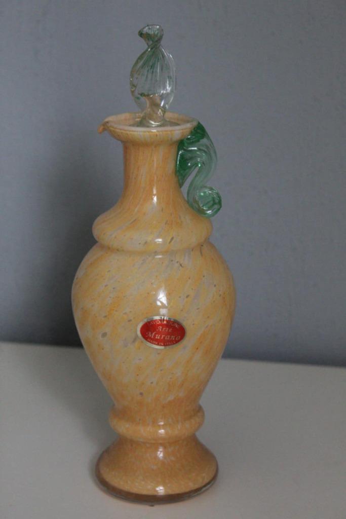Authentieke Murano glaskaraffel met stop, Huis en Inrichting, Woonaccessoires | Vazen, Nieuw, Geel, Minder dan 50 cm, Glas, Ophalen of Verzenden