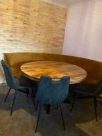 Een ronde eettafel 130cm met 3 stoelen een half ronde bank, Huis en Inrichting, Ophalen of Verzenden, Zo goed als nieuw, Rond